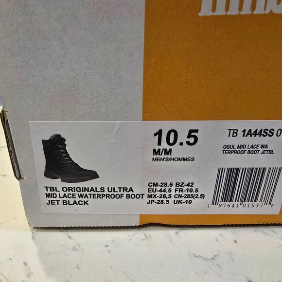 MENS TIMBERLAND ORIGINALS ULTRA WP BOOT BLACK SIZE 10.5 TB1A44SS015 NEW - Picture 10 of 14